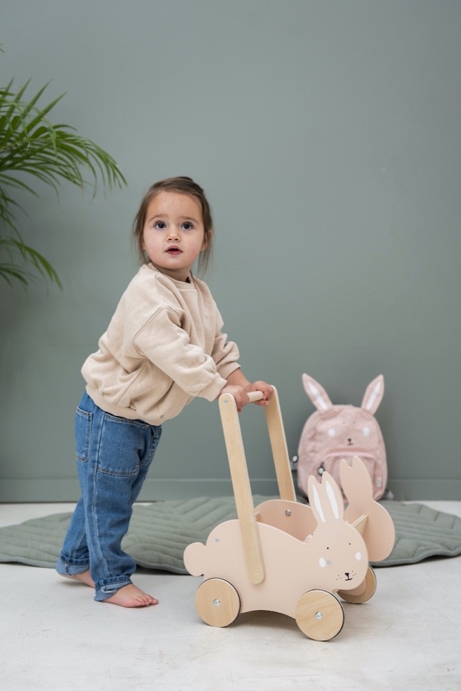 Carrito de madera para empujar - Mrs. Rabbit